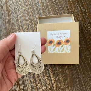 Boho Silver Teardrop Earrings Statement Festival Jewelry